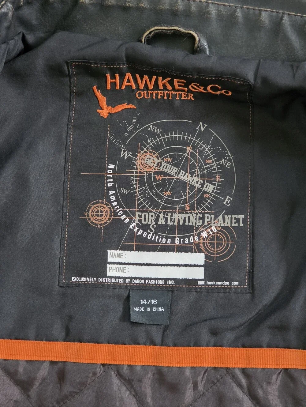 Hawke & Co Brown Leather Biker Jacket Boys Size 14/16 (Medium)